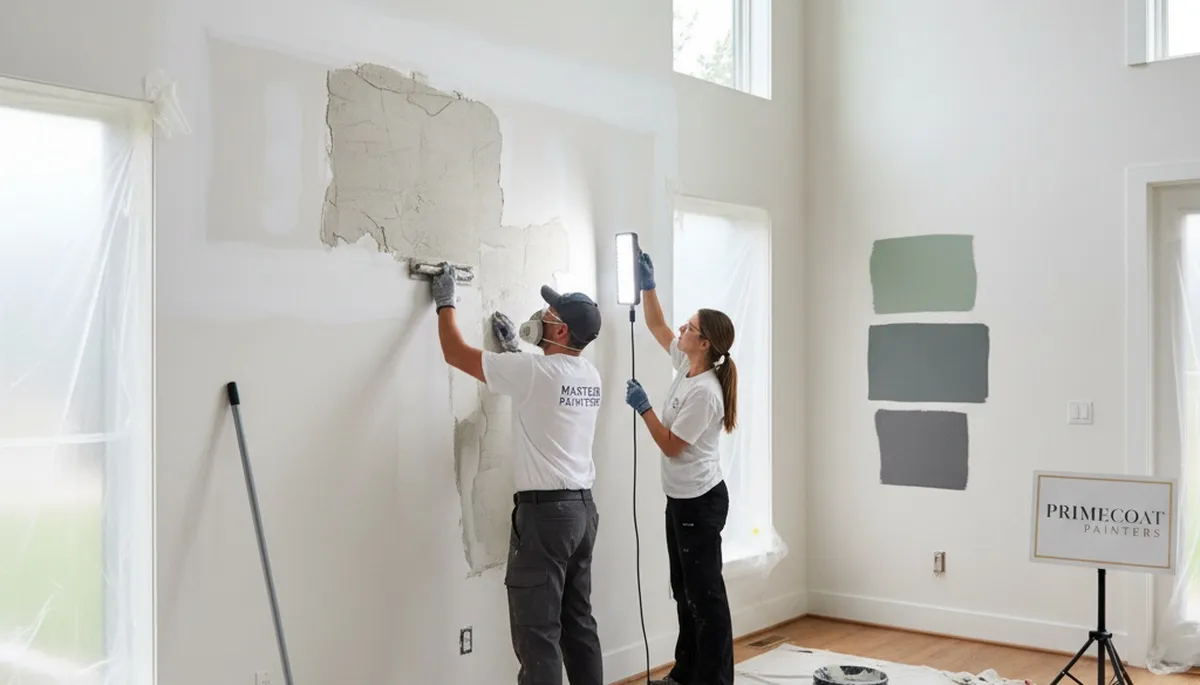 Drywall repair expert fixing wall cracks in Anaheim, CA home for smooth, seamless finish