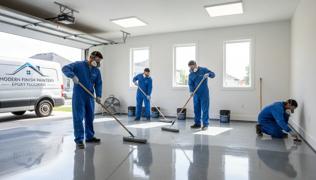 Professional epoxy garage floor coating in Anaheim, CA for durable, polished concrete protection