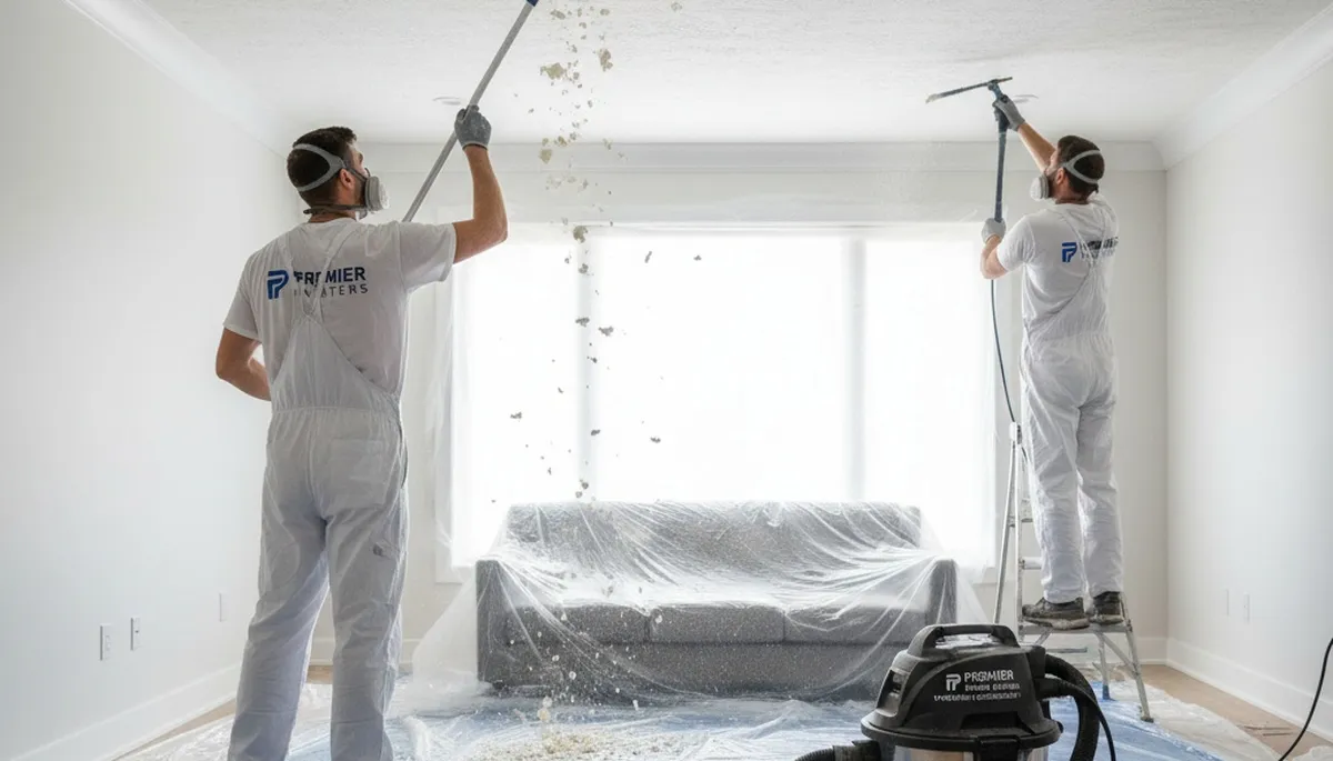 Expert popcorn ceiling removal by professional painters in Anaheim, CA home interior